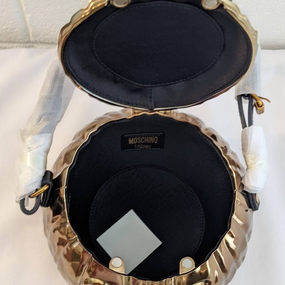 Halloween 🎃 SS20 Moschino Couture JeremyScott Laminated Pumpkin Bronze Handbag - Picture 8 of 16